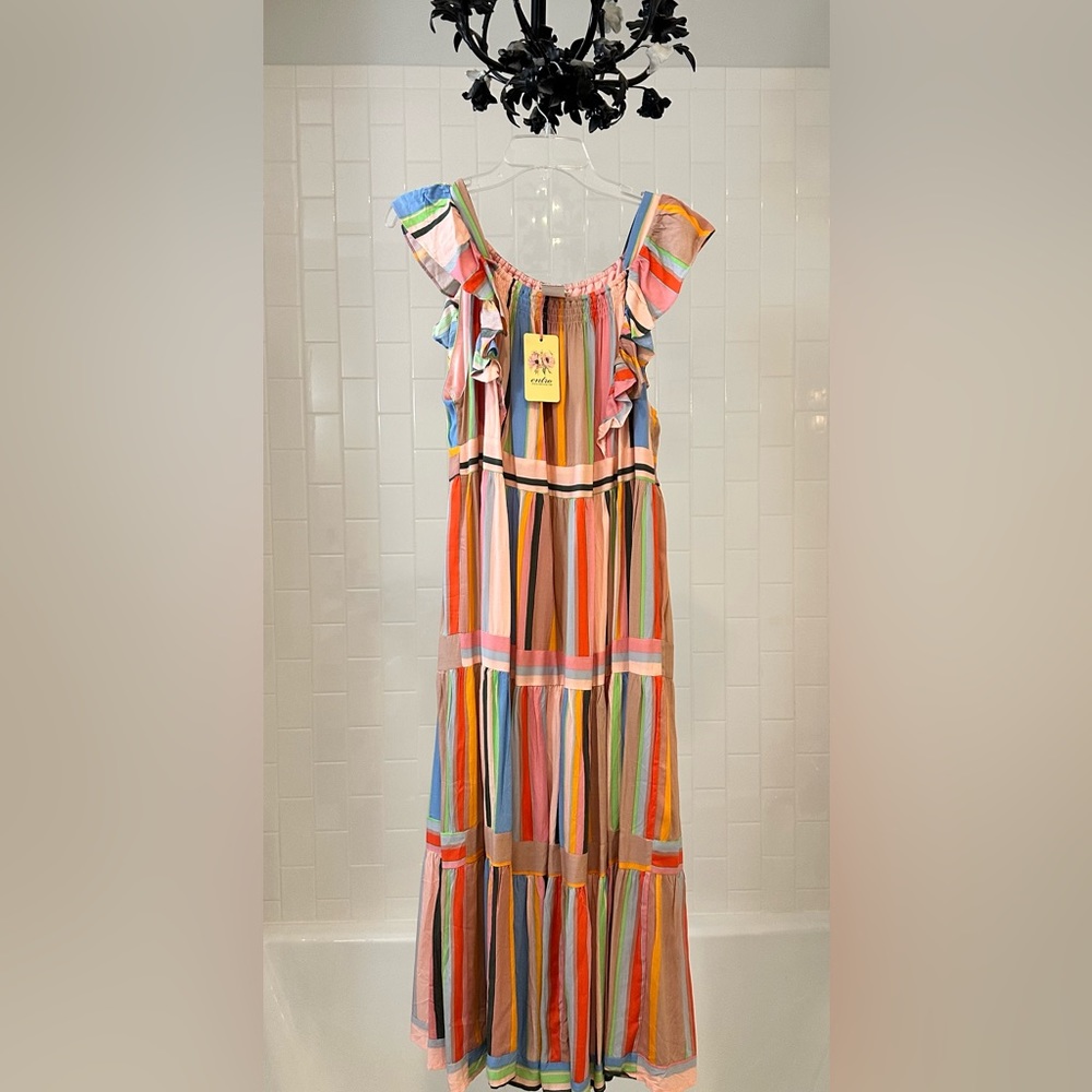 Summer dress- beautiful colors wear on or off shoulders